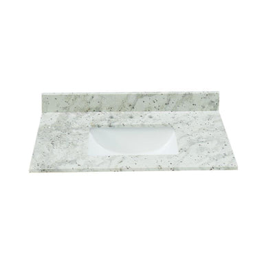 37 in. W x 22 in. D x .75 H Granite Vanity Top in Glacier White with White Basin - Super Arbor