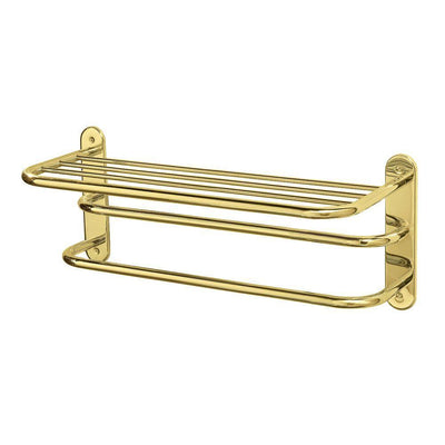 9.75 in. L x 10.5 in. H x 26.3 in. W Towel Bathroom Shelf in Brass - Super Arbor