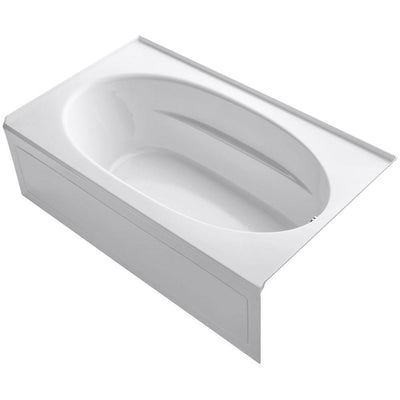 Windward 6 ft. Right-Hand Drain with Tile Flange and Farmhouse Rectangular Alcove Bathtub in White - Super Arbor