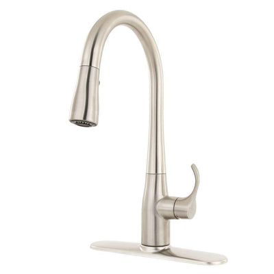 Simplice Single-Handle Pull-Down Sprayer Kitchen Faucet in Vibrant Stainless with DockNetik and Sweep Spray - Super Arbor