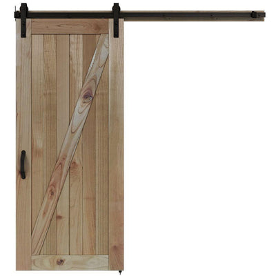 36 in. x 84 in. Rustic Unfinished Wood Sliding Barn Door with Hardware Kit - Super Arbor