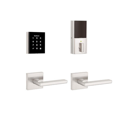 Obsidian Satin Nickel Keyless Electronic Touchscreen Deadbolt with Halifax Passage Lever - Super Arbor