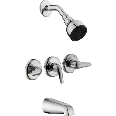Aragon 3-Handle 1-Spray Tub and Shower Faucet in Chrome (Valve Included) - Super Arbor