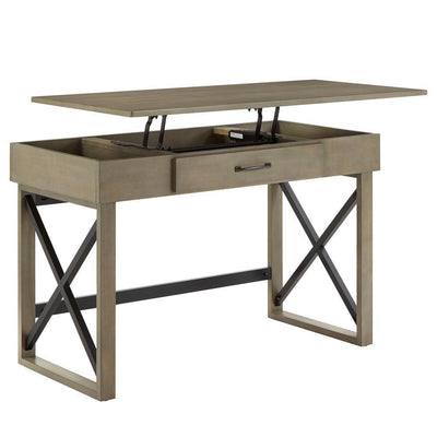 Grey Lift Top Desk With One Usb Charing Port - Super Arbor