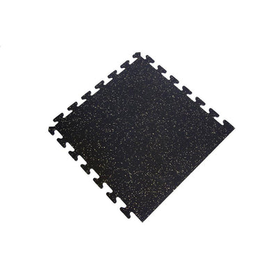 Black with Tan Speck 24 in. x 24 in. Finished Side Recycled Rubber Floor Tile (16 sq. ft. /case)