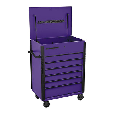 U.S. GENERAL 34 in. x 23 in., 6-Drawer, Full-Bank Service Cart, Purple - Super Arbor