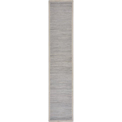 16 in. W x 80 in. L Bordered Light Gray Solid Woven Table Runner - Super Arbor