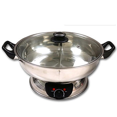 Shabu 7.75 in. Stainless Steel Electric Wok Mongolian Hot Pot with Broiler - Super Arbor