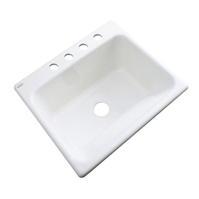 Kensington Drop-In Acrylic 25 in. 4-Hole Single Bowl Utility Sink in White - Super Arbor