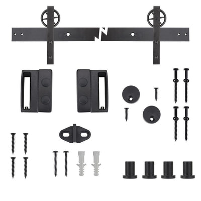 72 in. Dark Oil-Rubbed Bronze Wagon Wheel Decorative Barn Door Track and Hardware Kit - Super Arbor