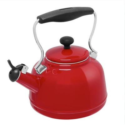 Vintage 6.8-cups Enamel-On-Steel Chili Red Tea Kettle - Super Arbor