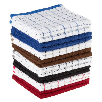 Multi Windowpane Pattern Cotton Kitchen Towels (Set of 16) - Super Arbor