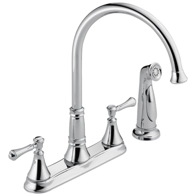 Project Source Chrome 2-Handle Deck Mount Low-Arc Handle/Lever Kitchen Faucet (Deck Plate Included)