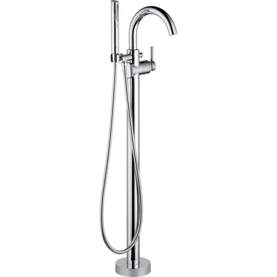 Trinsic Single-Handle Floor-Mount Roman Tub Faucet with Hand Shower in Chrome (Valve Included) - Super Arbor
