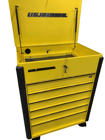 U.S. GENERAL 34 in., 6-Drawer, Full-Bank Service Cart, Yellow - Super Arbor