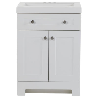 Everdean 24.5 in. W x 19 in. D x 34 in. H Vanity in Pearl Gray with Cultured Marble Vanity Top in White with White Sink - Super Arbor