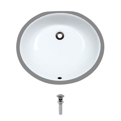 MR Direct Undermount Porcelain Bathroom Sink in White with Pop-Up Drain in Chrome - Super Arbor