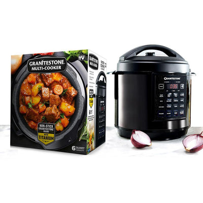 6 Qt. Black Electric Triple Layer Titanium Coating Multi-Pressure Cooker with Built-In Timer and Pre-Settings - Super Arbor