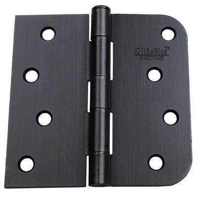 4 in. Oil Rubbed Bronze Steel Door Hinge Square and 5/8 in. Corner Radius with Screws (12-Pack) - Super Arbor