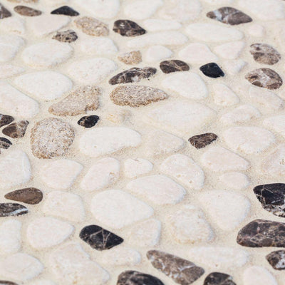 Jeffrey Court River Rock Medley 11 in. x 11 in. x 10 mm Travertine Mosaic Floor/Wall Tile - Super Arbor