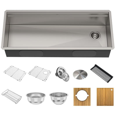 Kore Workstation 23 in. 16-Gauge Undermount Single Bowl Stainless Steel Kitchen Sink with Accessories - Super Arbor