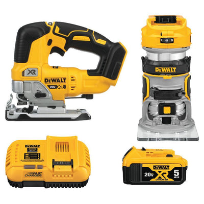 20-Volt MAX XR Lithium-Ion Cordless Woodworking Combo Kit (2-Tool) with Brushless Jigsaw & Brushless Router - Super Arbor