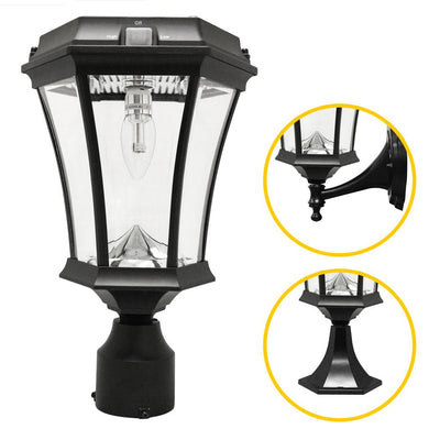 Victorian Bulb Series Single Black Integrated LED Outdoor Solar Lamp with 3-Mounting Options and GS Solar LED Light Bulb - Super Arbor