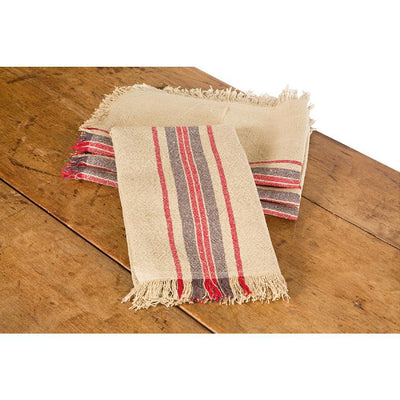 Linen Stripe 14 in. x 22 in. Natural Tea Towels (Set of 4) - Super Arbor