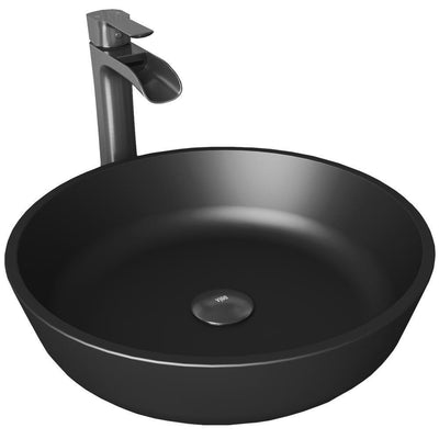 Modus Glass Vessel Sink in MatteShell with Faucet in Graphite Black - Super Arbor