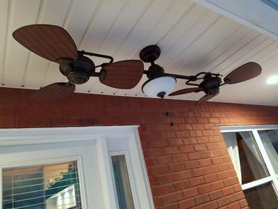 Harbor Breeze Twin Breeze II 74-in Oil Rubbed Bronze LED Indoor/Outdoor Ceiling Fan (6-Blade) - Super Arbor