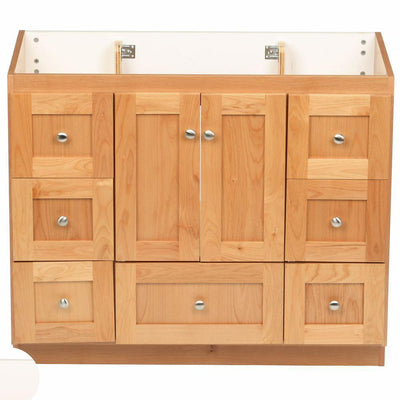 Shaker 42 in. W x 21 in. D x 34.5 in. H Vanity Cabinet Only in Natural Alder - Super Arbor