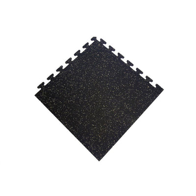 Black with Tan 24 in. x 24 in. Finished Corner Recycled Rubber Floor Tile (16 sq. ft. / case)