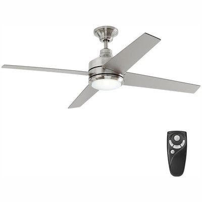 Mercer 52 in. LED Indoor Brushed Nickel Ceiling Fan with Light Kit and Remote Control - Super Arbor