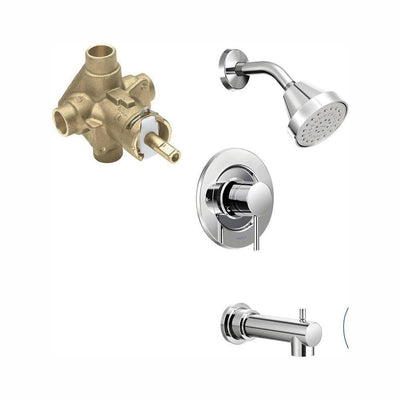 Align Single-Handle 1-Spray Posi-Temp Tub and Shower Faucet Trim Kit with Valve in Chrome (Valve Included) - Super Arbor