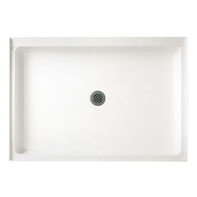 34 in. x 54 in. Solid Surface Single Threshold Center Drain Shower Pan in White - Super Arbor