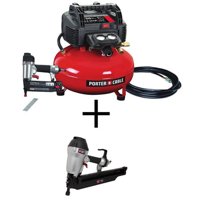 6 gal. 150 PSI Portable Electric Air Compressor and 18-Gauge Brad Nailer Combo Kit (1-Tool) with Bonus Framing Nailer - Super Arbor