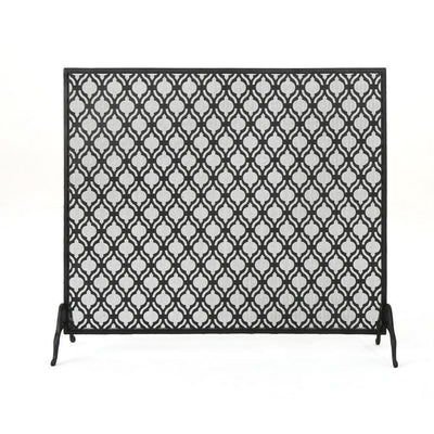 Ellias Modern Black Single Panel Iron Fire Screen - Super Arbor