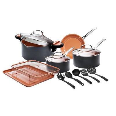 14-Piece Aluminum Ti-Ceramic Nonstick Cookware Set with Utensils - Super Arbor