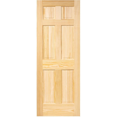 24 in. x 96 in. 6-Panel Pine Unfinished Solid Core Interior Door Slab - Super Arbor