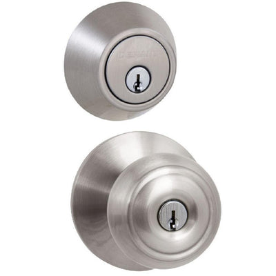 Hartford Satin Nickel Entry Knob and Single Cylinder Deadbolt Combo Pack - Super Arbor