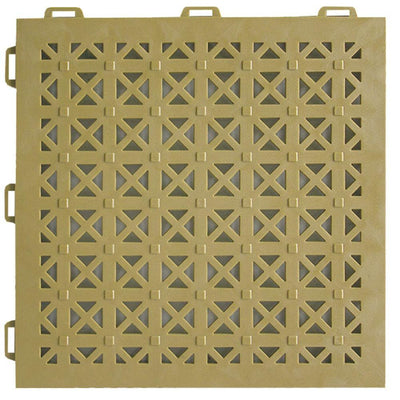Greatmats StayLock Perforated Tan 12 in. x 12 in. x 0.56 in. PVC Plastic Interlocking Outdoor Floor Tile (Case of 26)