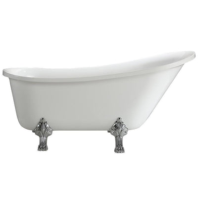 Jacqueline 5.7 ft. Acrylic Clawfoot Non-Whirlpool Bathtub in White - Super Arbor