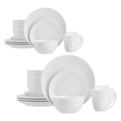 StyleWell 32-Piece White Ceramic Coupe Dinnerware Set (Service for 8) - Super Arbor