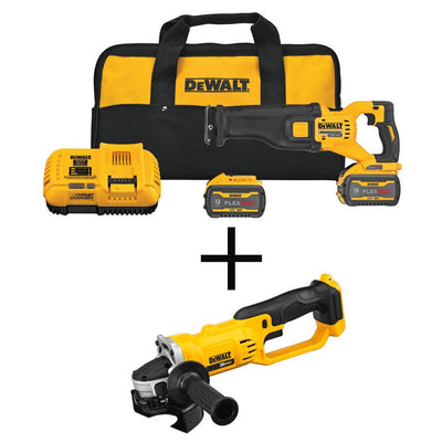 FLEXVOLT 60-Volt MAX Li-Ion Cordless Brushless Reciprocating Saw Kit with 20-Volt 4-1/2 in. to 5 in. Grinder (Tool Only) - Super Arbor