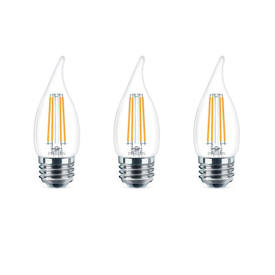 Philips 40-Watt Equivalent B11 Dimmable Edison LED Candle Light Bulb Glass Bent Tip Medium Base Daylight (5000K) (12-Pack) - Super Arbor