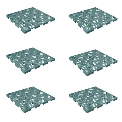 Pure Garden 11.5 in. x 11.5 in. Green Outdoor Interlocking Diamond Pattern Polypropylene Patio and Deck Tiles (Set of 30)