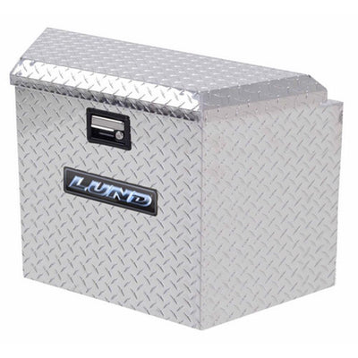 Lund 34 in Diamond Plate Aluminum  Trailer Tongue Truck Tool Box with mounting hardware and keys included, Silver - Super Arbor