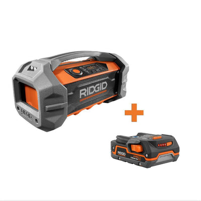 18-Volt Cordless Hybrid Jobsite Radio with Bluetooth Wireless Technology with 1.5 Ah Lithium-Ion Battery - Super Arbor