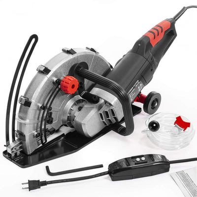 14 in. 15 Amp Corded Industrial Cutter Wet/Dry Circular Saw with Guide Roller and Depth Adjustment - Super Arbor