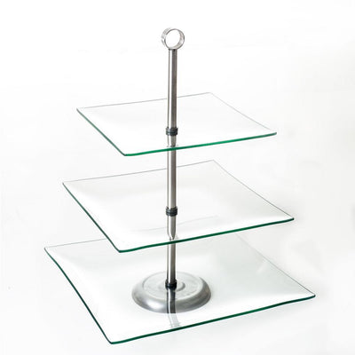 3-Tier Square Glass Cake Stand - Super Arbor